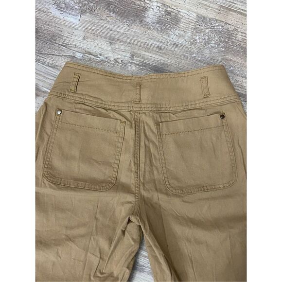 Flamingo Khaki Pants Wide Leg Crop Stretch Tan Women’s Sz M - Picture 4 of 9